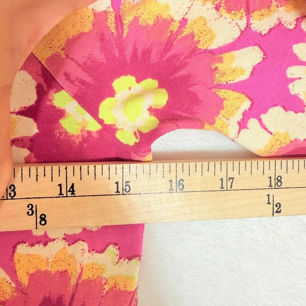 Free People Give Me More Crop Top Pink Floral Puff Sleeve Square Neck M Retro